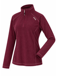 Dark Pimento Mini Rib Micro Fleece Montes Half Zip Top - Size 10 to 18