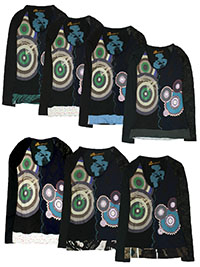 BLACK/Black Target Print Burnout Sleeve T-Shirt - UK Size 10 to 14 (Small to Large)