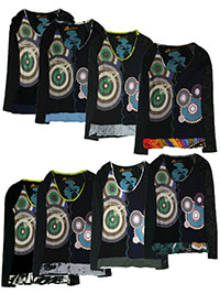 BLACK/Black Mix Mock Layer Burnout Sleeve T-Shirt - UK Size 10 to 14 (Small to Large)