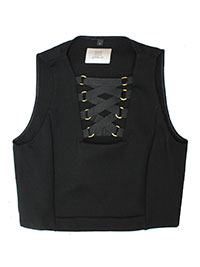 BLACK Lace up Crop Top - Size 6 to 14