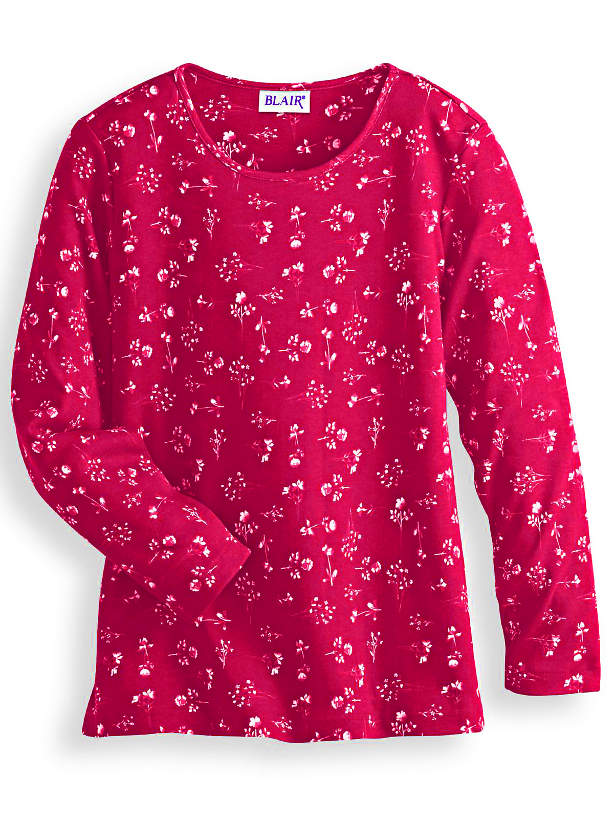 Blair Blair PINK Cotton Rich Printed Long Sleeve Top Plus Size 16