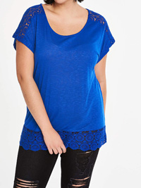 COBALT Crochet Shoulder Hem Trim Top - Plus Size 16 to 22