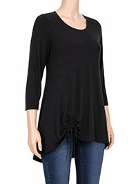 BLACK Ruched Side Top - Size 12/14 (EU 38/40)