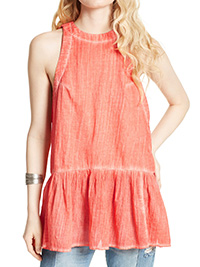 Free People CORAL Pure Cotton Breathless Moments Batiste Tunic Top - Size 4/6 to 16/18 (XS to L)