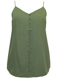 DARK-KHAKI Button Front Jacquard Cami - Plus Size 16