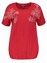 SCARLETT Floral Embroidery Accent Oversized Fit Knit Top - Plus Size 20/22 to 28/30