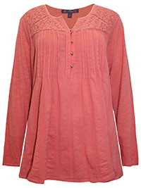CORAL Gauzy Roll Sleeve Zuri Top - Size 6/8 to 18 (S to XL)