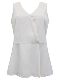 IVORY Mock Wrap Peplum Top - Plus Size 20 to 32