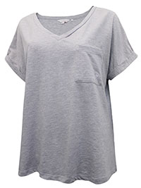 GREY Cotton Rich Pocket Lounge Top - Plus Size 12/14 to 20/22