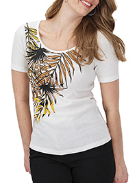 IVORY Rib Jersey T-Shirt Top - Plus Size 12 to 30