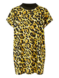 YELLOW Animal Print High Neck T-Shirt Top - Plus Size 12/14 to 32/34