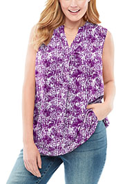 PURPLE Magenta Texture Tie Dye Tab-Front Shirt - Plus Size 16/18 to 40/42 (US M to 5X)