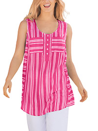 PINK Raspberry Sorbet Tonal Stripes Sleeveless Tunic - Plus Size 16/18 to 40/42 (US M to 5X)