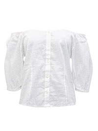 WHITE Pure Cotton Dobby Spotted Bandeau Top - Size 8 to 14