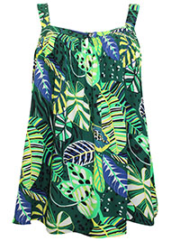 GREEN Leaf Print Swing Cami Top - Size 12 to 20