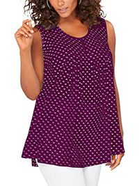 DAMSON Digital Print Pleated Tank Top - Plus Size 22 to 38 (US 20W to 36W)
