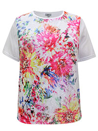 PINK Floral Print Lace Top - Plus Size 20/22 to 24/26 (P1 to P2)