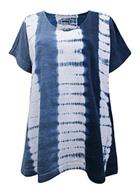 J.Jill NAVY Pure Cotton Tie Dye Short Sleeve Tee - Size 8 to 22 (US XS to 2X)