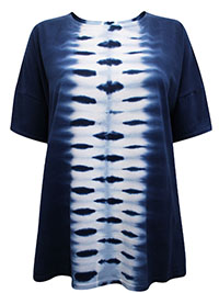 J.Jill NAVY Pure Cotton Tie Dye Short Sleeve Tee - Size 10 to 28/30 (S to 4X)