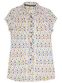 IVORY Pure Cotton Floral Print Short Sleeve Top - Size 8 to 16 (XS to XL) IVORY Pure Cotton Floral Print Short Sleeve Top - Size 8 to 16 (XS to XL)