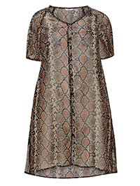 BROWN Animal Print Kaftan Tunic - Plus Size 16/18 to 28/30 (EU 42/44 to 54/56)