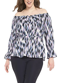 PURPLE Woodhouse Plaid Fitted Bardot Bracelet Sleeve Blouse - Plus Size 18/20 to 22/24 (US 14/16 to 18/20)