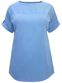 DUSTY-BLUE Front Seam Longline Boxy Top - Plus Size 14 to 30