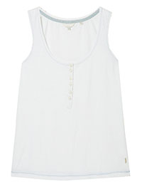FF WHITE Cotton Modal Isla Henley Vest - Size 10 to 12