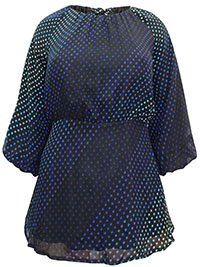 NAVY Spot Print Exposed Back Swing Top - Plus Size 14 to 32