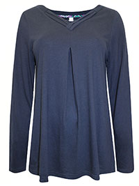 NAVY Cotton Blend Open Pleat Top - Size 10/12 to 30/32 (S to 3XL)