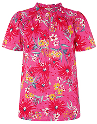 MSN PINK Dhana Linen Organic Cotton Blend Floral Print Top - Size 8/10 to 20/22 (S to XL)
