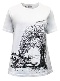 WHITE Pure Cotton Silhouette Print T-Shirt - Size 10/12 to 26/28 (S to 2XL)