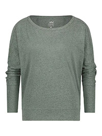 GREEN Wool Blend Drop Shoulder Top - Size 12 to 16 (M to XL)