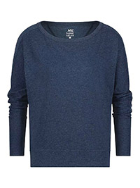 NAVY Wool Blend Drop Shoulder Top - Size 10 to 16 (S to XL)