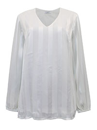IVORY V-Neck Stripe Blouse - Plus Size 12 to 32