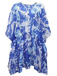 BLUE Rope Tie Waist Kaftan - Freesize Fits PLUS 16 to 22