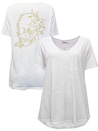 IVORY Pure Cotton Raw Edge Short Sleeve Top - Plus Size 16 (XL)