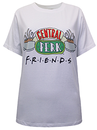 WHITE Pure Cotton Friends Central Perk T-Shirt - Plus Size 16/18 to 20/22