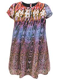 Curve MULTI Animal Print Pintuck Cap Sleeve Blouse - Plus Size 18 to 30/32