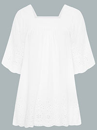 Curve WHITE Broderie Anglaise Milkmaid Square Neck Top - Plus Size 14 to 38/40