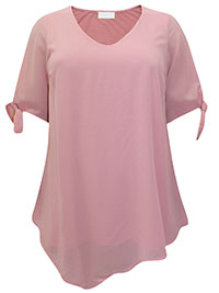 Curve PINK Tie Sleeve Chiffon Blouse - Plus Size 16 to 26/28