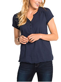 NAVY Pure Cotton Short Sleeve Bubble Hem Top - Plus Size 14/16 to 18/20 (M to L)