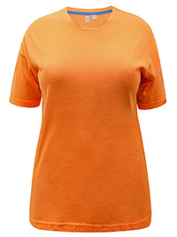 BRIGHT-ORANGE Pure Cotton Short Sleeve T-Shirt - Size 10/12 to 30/32 (S to 3XL)