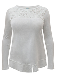 WHITE Pure Cotton Long Sleeve Embroidered Cornelli Top - Size 8 to 18 (S to XL)