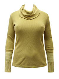 MUSTARD Pure Cotton Textured Cowl Neck Top - Size 6 to 18 (XS to XL)