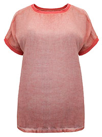 PEACH Short Sleeve Dipped Hem Top - Size 10 to 18 (S to XXL)