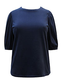 NAVY Pure Cotton Volume Sleeve Top - Plus Size 14/16 to 18/20 (M to L)