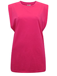 PINK Pure Cotton Padded Shoulder Top - Plus Size 14/16 (M)