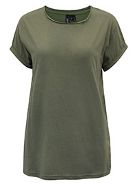 GREEN Scoop Neck Roll Sleeve T-Shirt - Size 6/8 to 22/24 (XS to XL)