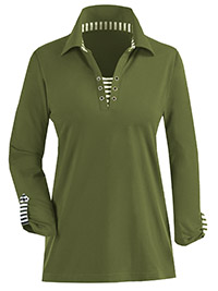 SAGE Pure Cotton Eyelet Detail 3Q Sleeve Top - Plus Size 20 to 28